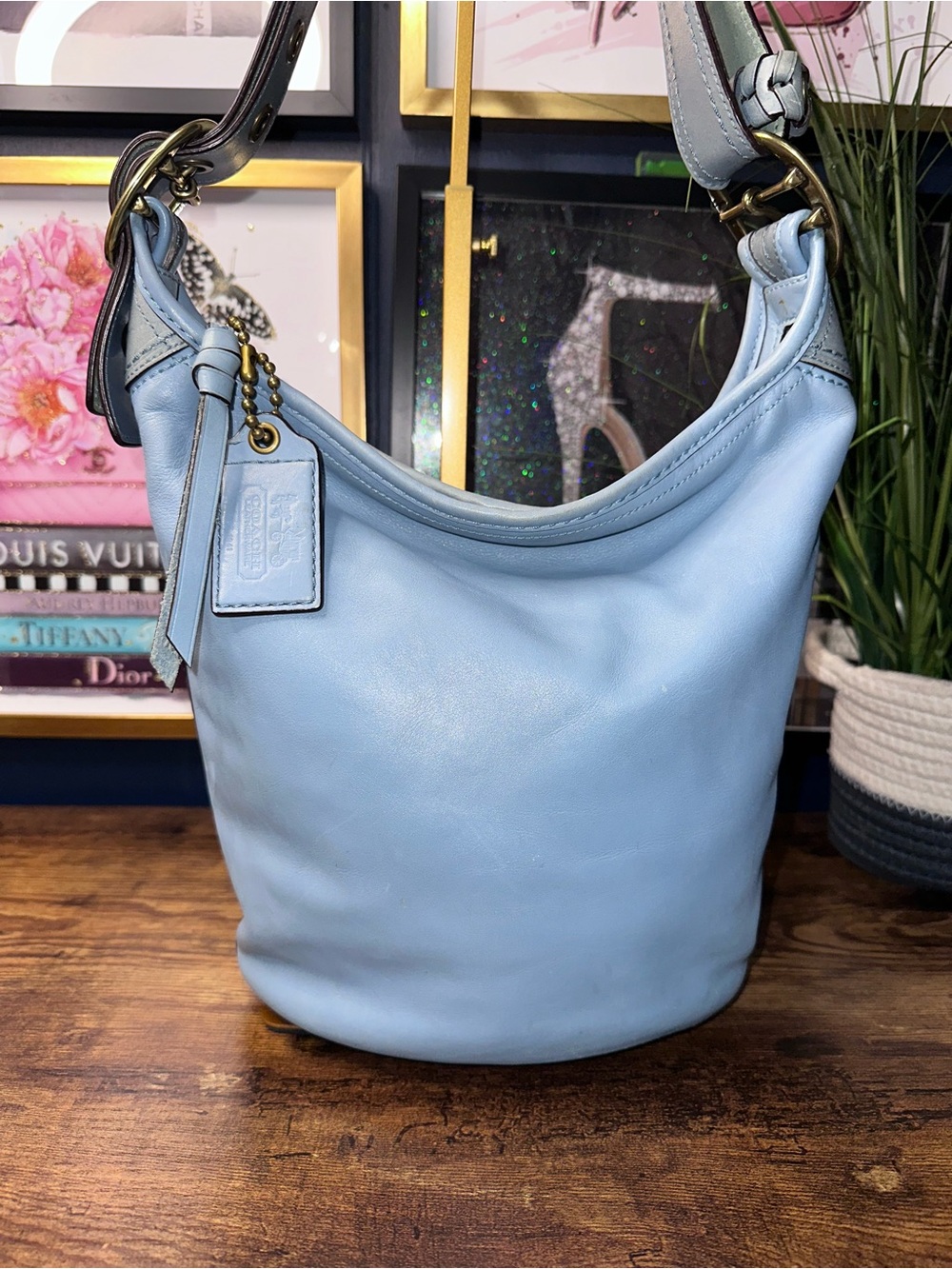 Coach Legacy Lace-Up Hobo Bag 11422 Sky Blue Leather Y2K Vintage Brass - Picture 7 of 16